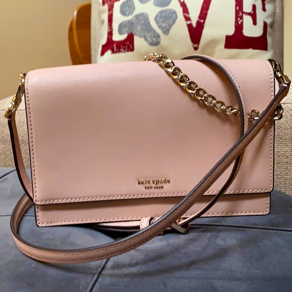 Baby pink crossstitch leather kate spade crossbody